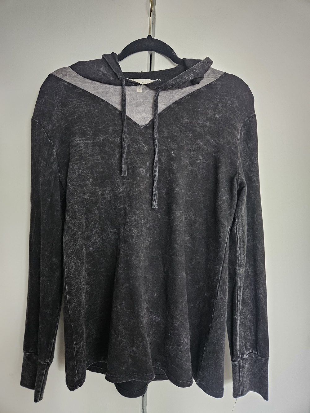Gilded Intent Washed Black Hooded Pullover with Gray Chevron